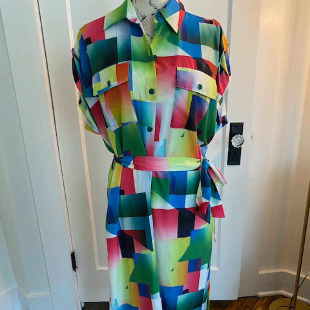 LE SUPERBE Floyd Prism Midi Dress Rainbow Size 2